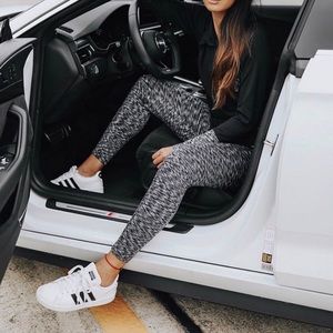 Black, gray, white marled fleece leggings - Marika